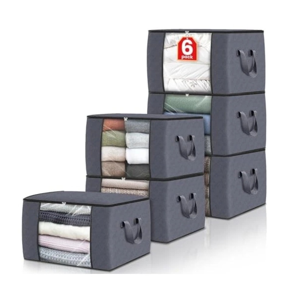 Fab totes 6 Pack Storage Bags for Clothes Blanket Storage Bins with Lids | Folda